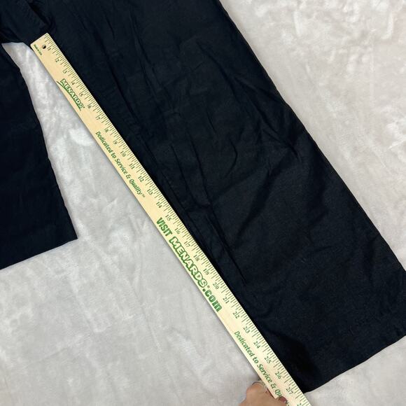 Sezane Pants Womens FR 40 US 8 Black Linen Blend High Rise Wide Leg Trouser - Picture 4 of 14